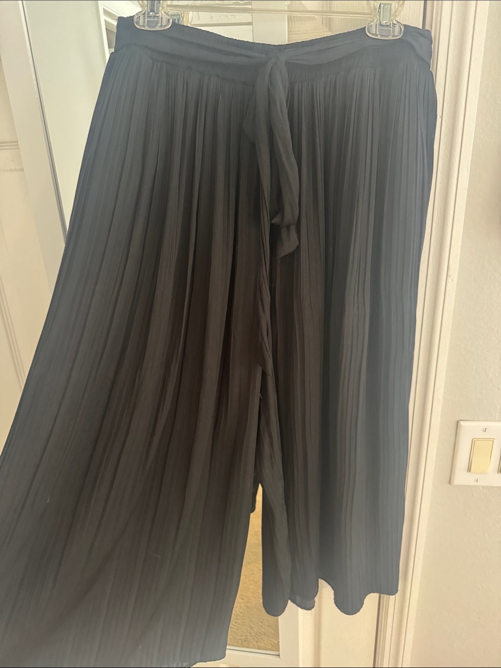 Zara Black Wide Leg Pleated Pants with Tie Waist - Picture 2 of 2